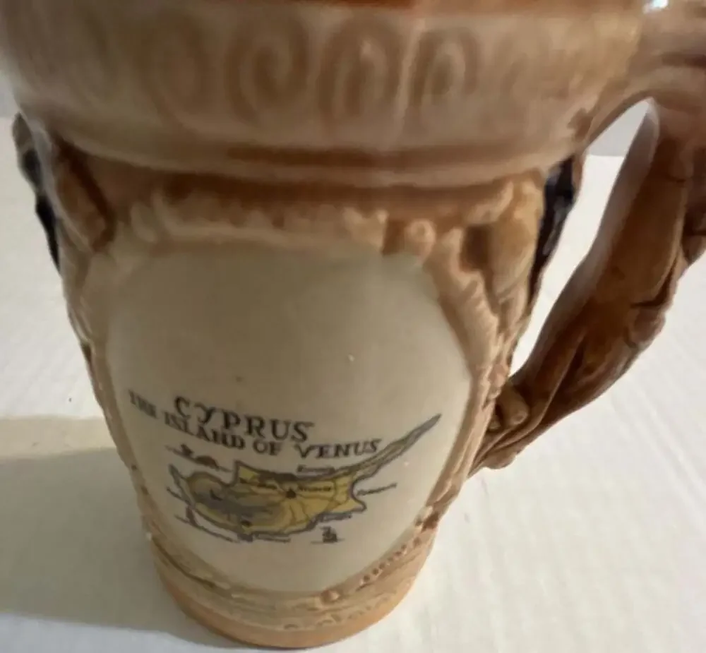 Vintage Cyprus The Island of Venus Souvenir Beer Stein Lusterware Mug
